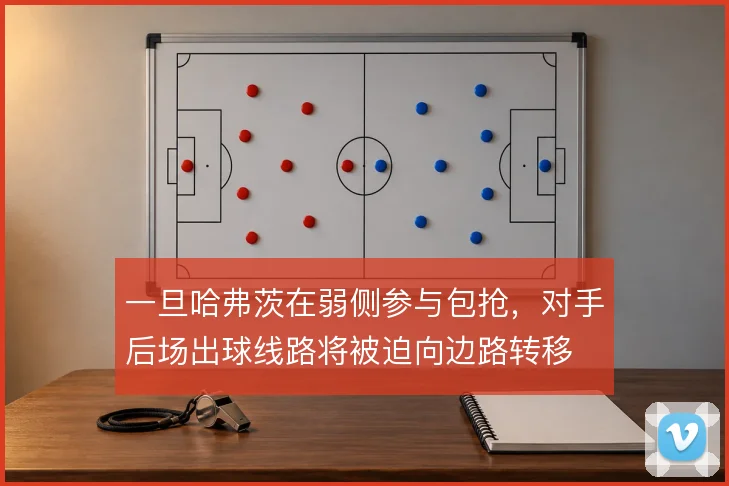 一旦哈弗茨在弱侧参与包抢，对手后场出球线路将被迫向边路转移